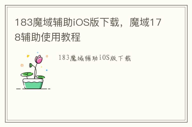 183魔域辅助iOS版下载，魔域178辅助使用教程